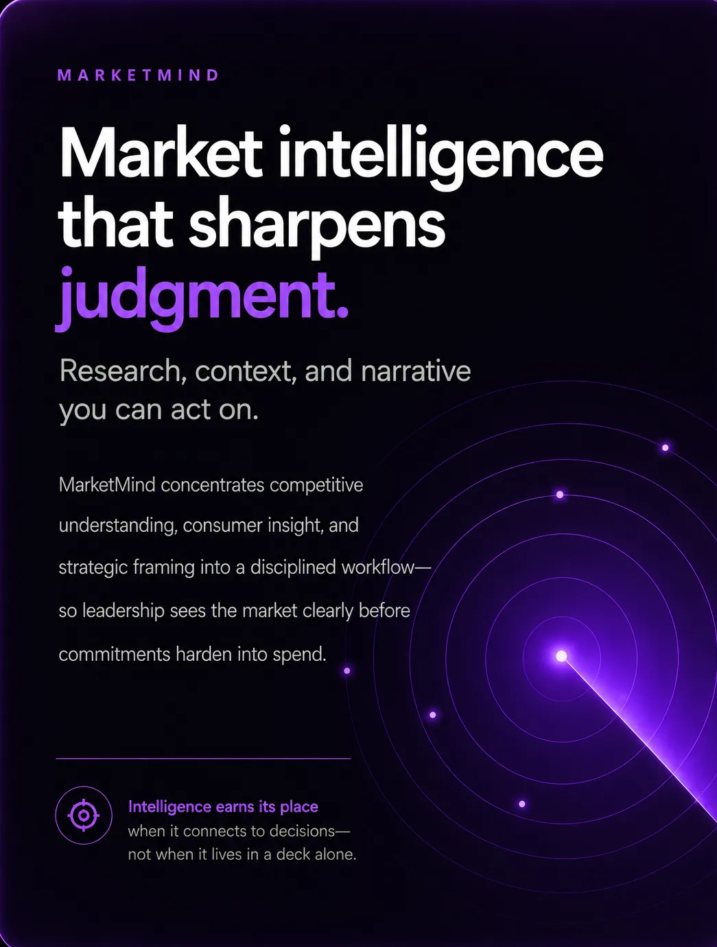 MarketMind interface showing competitor analysis and market research tools